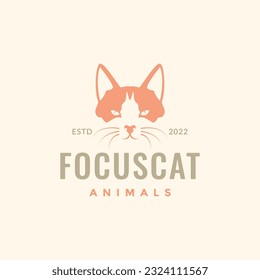 angry cat head pets mascot cartoon vintage hipster logo icon vector illustration