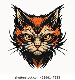 Angry cat Head Vector Logo Icon Sports Mascot flat illustration