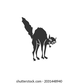 Angry Cat Icon Silhouette Illustration. Aggressive Pet Vector Graphic Pictogram Symbol Clip Art. Doodle Sketch Black Sign.