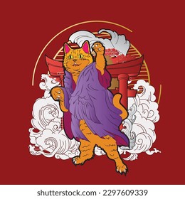 angry cat illustration for new year logo, notebook, and background
