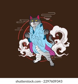 angry cat illustration for new year logo, notebook, and background
