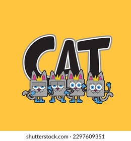 angry cat illustration for new year logo, notebook, and background
