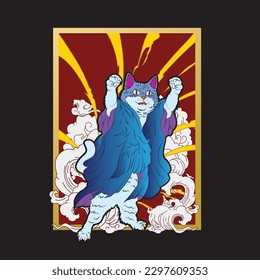 angry cat illustration for new year logo, notebook, and background

