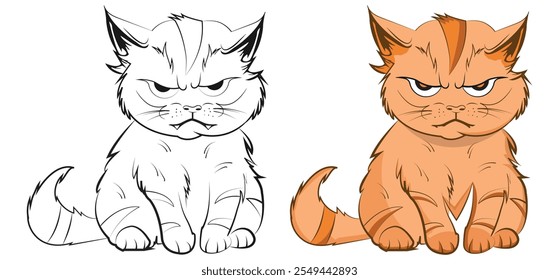  Um gato raivoso ilustração vetor Com fundo branco 