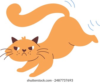 Angry Cat Jumping Vector Illustration