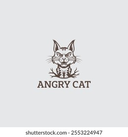 Angry Cat logo design  Vector Template design
