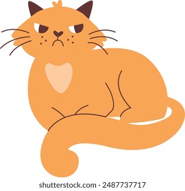 Angry Cat Lying Vector Illustration