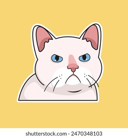 Angry Cat Meme Sticker Vector Cute Illustration