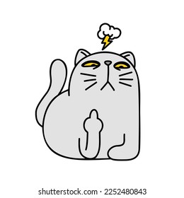 Dedo medio de gato enojado en vector