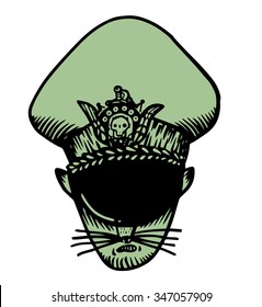 Angry cat with military cap