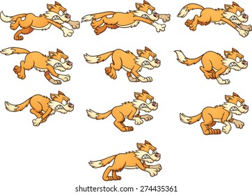 Angry Cat Run Cycle. Ready For Animation. Vector Clip Art Illustration With Simple Gradients. Each Frame On A Separate Layer.