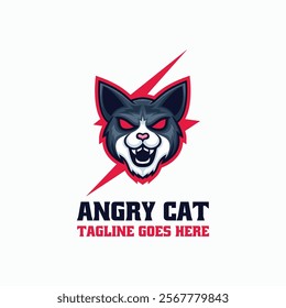 Angry Cat Simple Mascot Logo