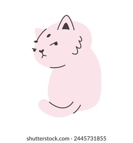 Angry cat sits with his back.The cat is turned and looks with an angry look.Simple flat vector cartoon illustration