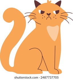 Angry Cat Sitting Vector Illustration