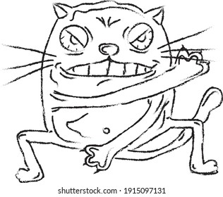 The angry cat was snapping through the air.