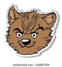 angry cat sticker cartoon illustration isolated on white