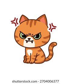 Ilustración vectorial de etiqueta engomada del gato enojado 