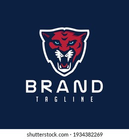 angry cat or tiger head logo design vector 