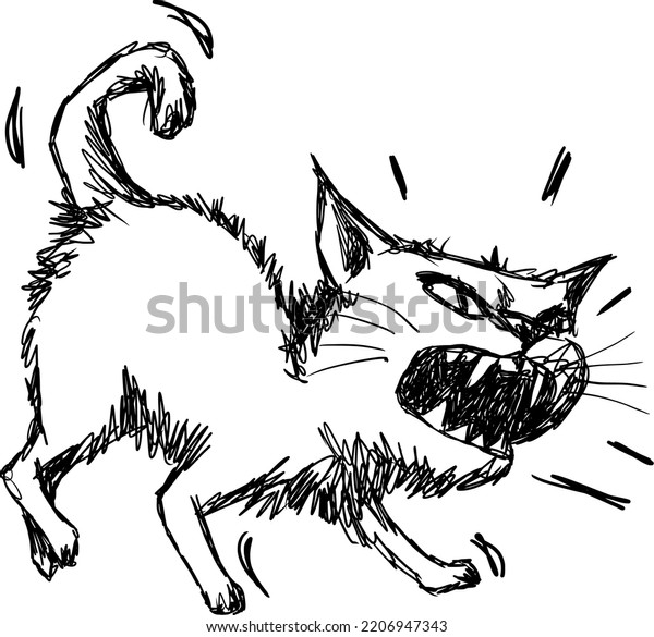 Angry Cat Vector Drawing Isolated Sketch Stock Vector (Royalty Free ...