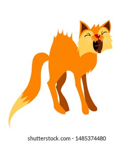 Angry Cat Vectoral Illustration. White Background Isolated