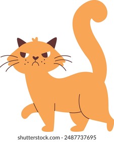 Angry Cat Walking Vector Illustration