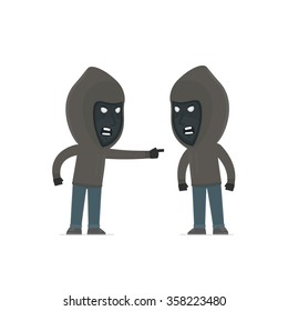 Angry Character Anonymous Hackers abuses and accuses his companion. Poses for interaction with other characters from this series