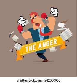 angry character. stressful concept - vector illustration