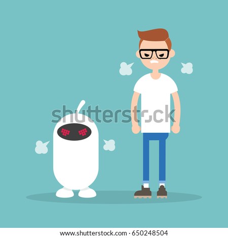 Angry characters blowing a steam. Flat cartoon vector illustration, clip art