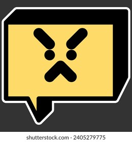 icono de emoticono de caja de chat enojado
