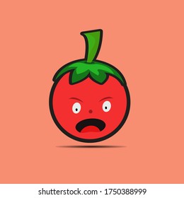 Angry cherries with red background. Vector illustration.