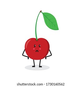 Angry Cherry Fruit Cute Character Mascot Vector Design