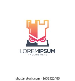 Angry Chess Castle Logo Design Vector Template