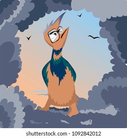Angry chick on the cloud.