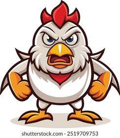 Angry chicken character mascot design