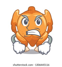 Angry chicken roast is isolated with characters