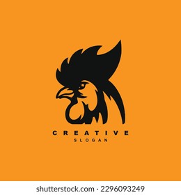 Angry chicken rooster head logo design for your brand or business