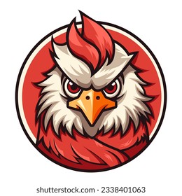 Angry chiken vector logo in japanese style. Color logo of bird vector Template. Modern design emblem. Vector Illustration of chiken for logo. 