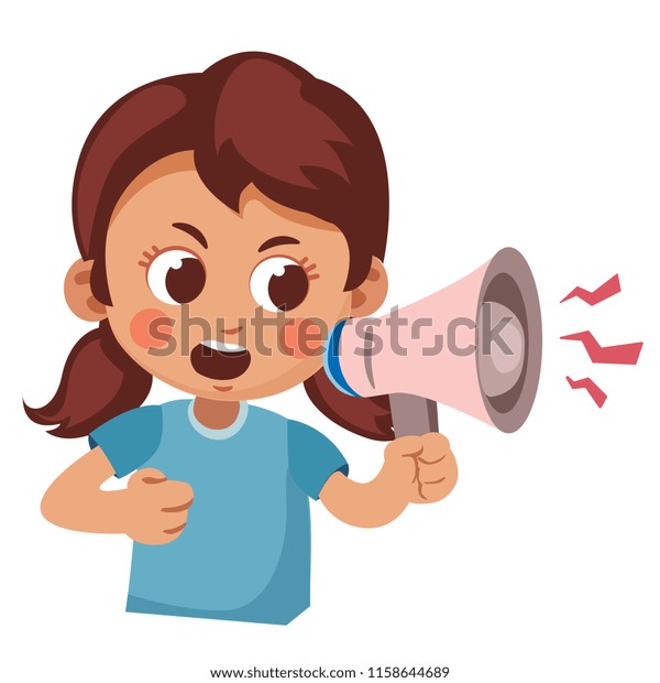 Vector De Stock Libre De Regalias Sobre Nino Enojado Gritando En Un Megafono 1158644689