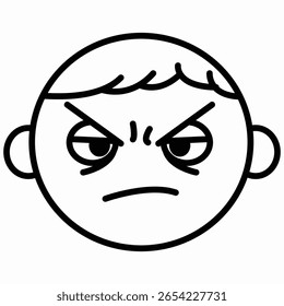 Angry Child Staring Fiercely With a Sharp Forward Gaze