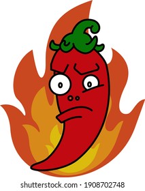 Angry Chili Character Expression Cute Illustration