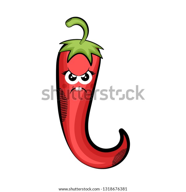 Angry Chili Pepper Cartoon Colored Sketch Stock Vector Royalty Free 1318676381