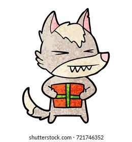 angry christmas wolf cartoon