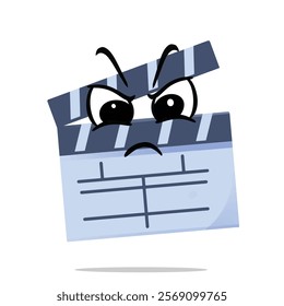 angry clapperboard mascot vector illustrations. fun and playful concept. hobby, interest, creative, entertainment, film, movie, industry and cinema themes