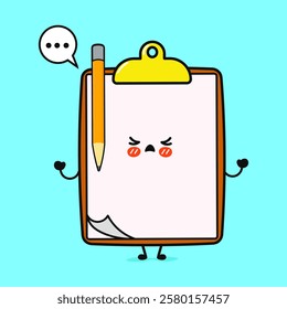 Angry Clipboard Character Cute Cartoon Clipboard Expressing Emotions