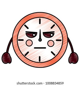 angry clock kawaii icon image 