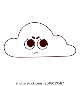 Angry cloud cartoon mascot character. Funny symbol isolated on white background