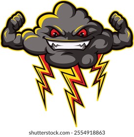 Angry Cloud Mascot Vector Ilustration