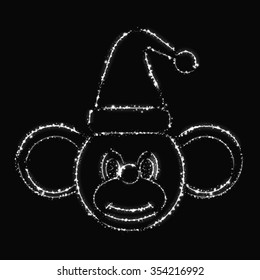 Angry Clown Christmas of white lights on dark background