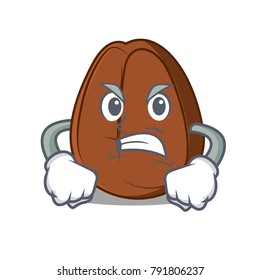 Angry coffee bean mascot cartoon