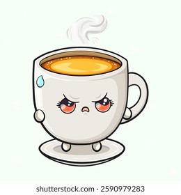 Angry Coffee Cup. Cute Mug with Playful Expression